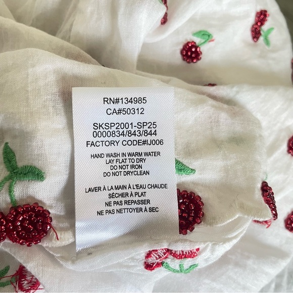 New! For Love & Lemons White & Red Beaded Cherry Slip Mini Dress 26989 - Picture 14 of 15